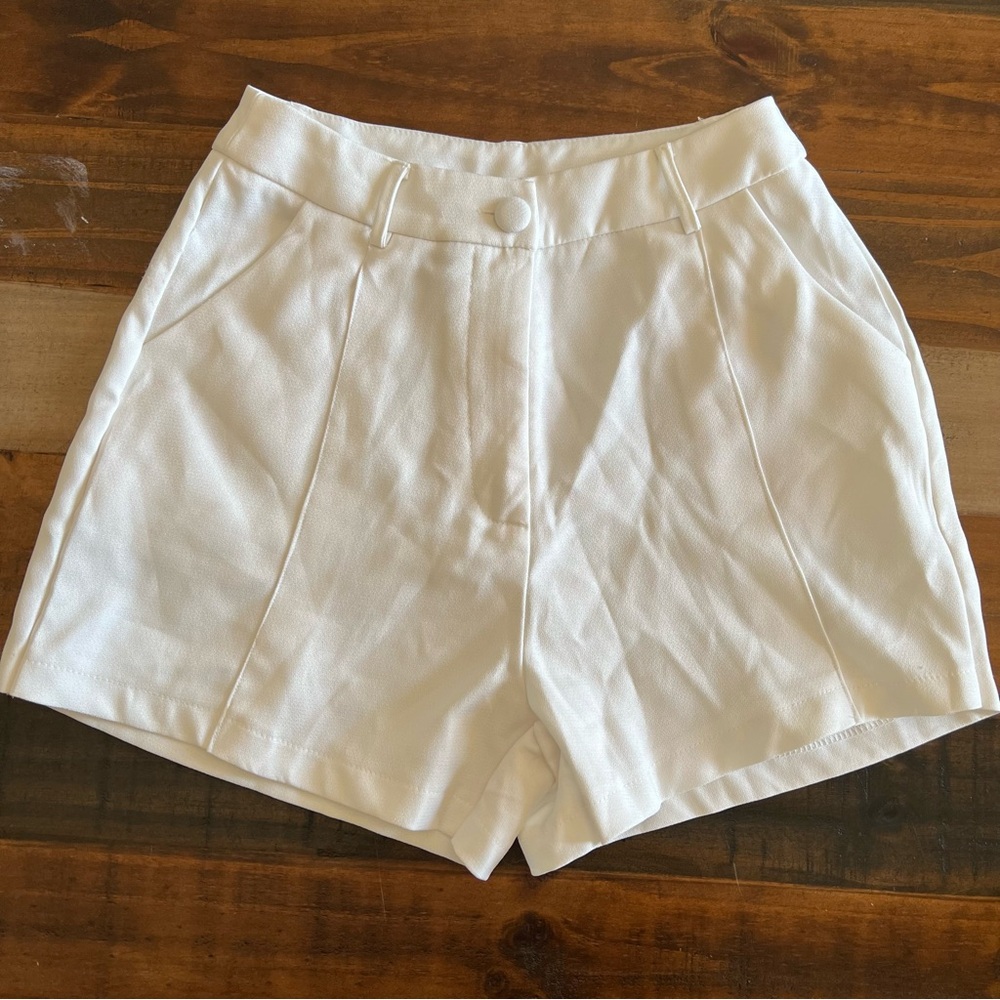 SHEIN white high waisted dress shorts tall XS
